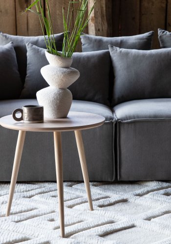 VIND COLLECTION Klädesholmen sidebord, rundt - hvitkalket finer (48)