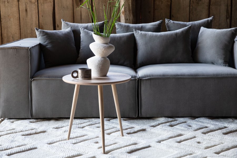 VIND COLLECTION Klädesholmen sidebord, rundt - hvitkalket finer (48)