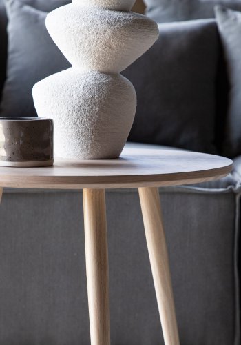 VIND COLLECTION Klädesholmen sidebord, rundt - hvitkalket finer (48)