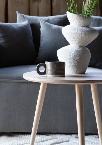 VIND COLLECTION Klädesholmen sidebord, rundt - hvitkalket finer (48)