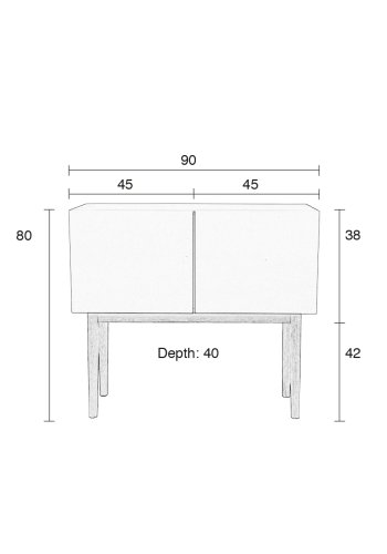 ZUIVER High On Wood skjenk, m. 2 drer - MDF og brun eik