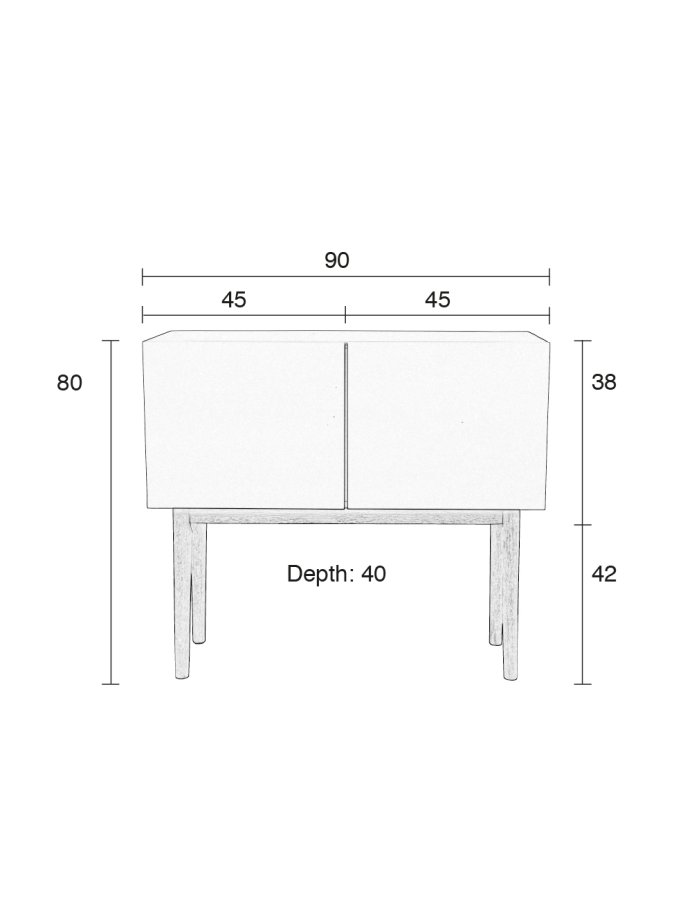 ZUIVER High On Wood skjenk, m. 2 drer - MDF og brun eik