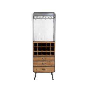 DUTCHBONE Vino vinskab, plads til 15 flasker, m. glasholdere og 3 skuffer - natur MDF