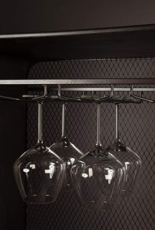 DUTCHBONE Vino vinskap, plass til 15 flasker, med glassholdere og 3 skuffer - naturlig MDF