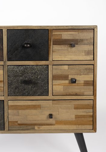 WHITE LABEL LIVING San-skap, m. 8 skuffer - brun teak og stl