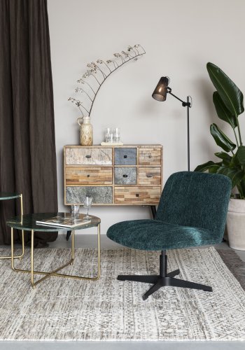 WHITE LABEL LIVING San-skap, m. 8 skuffer - brun teak og stl