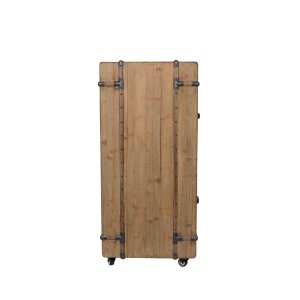 DUTCHBONE Lico vinskp, m. 1 dörr, 2 ldor, hjul och plats för glas och flaskor - brunt trä och järn