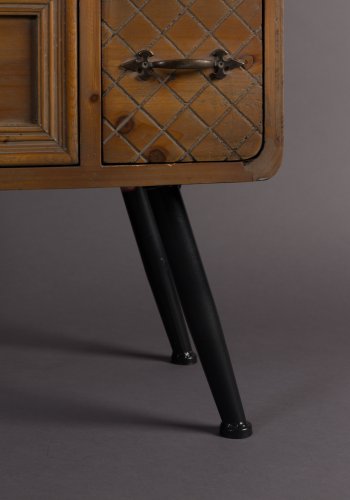 DUTCHBONE Jove Schrank, m. 2 Türen und 8 Schubladen – braune Kiefer und Eisen