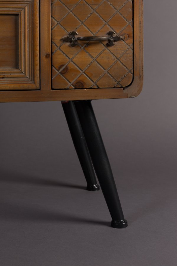 DUTCHBONE Jove Schrank, m. 2 Türen und 8 Schubladen – braune Kiefer und Eisen