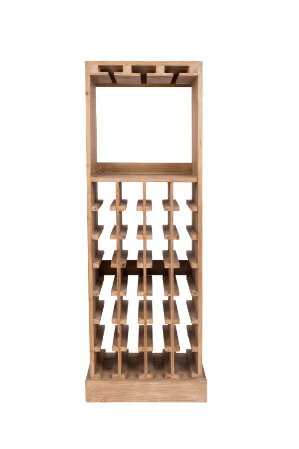 DUTCHBONE Claude Weinschrank, mit Platz für Gläser und Flaschen – braunes Fichtenholz