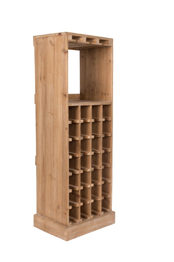 DUTCHBONE Claude Weinschrank, mit Platz für Gläser und Flaschen – braunes Fichtenholz