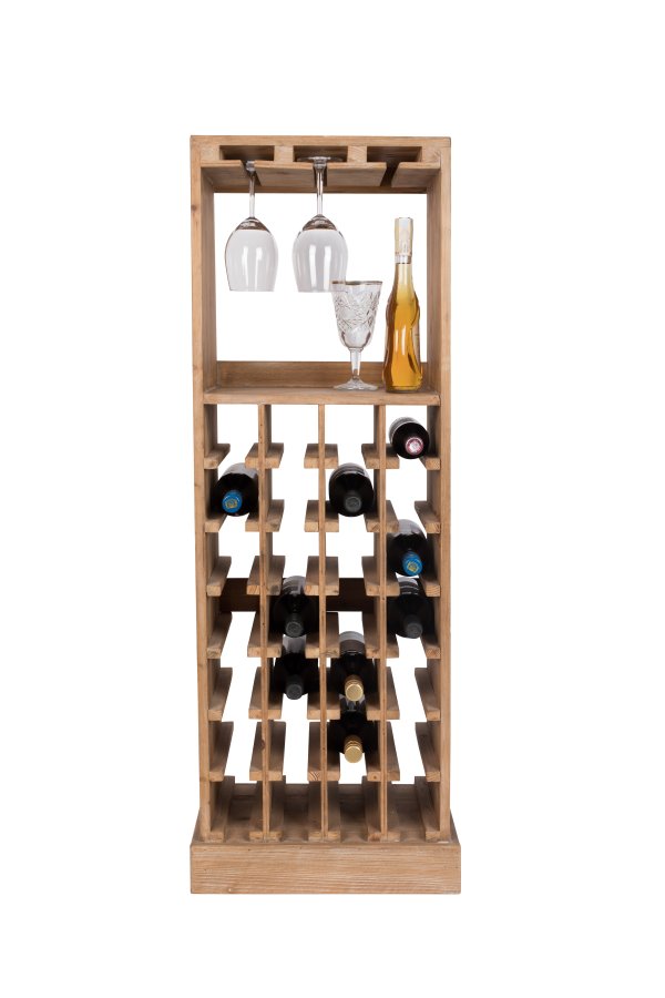 DUTCHBONE Claude Weinschrank, mit Platz für Gläser und Flaschen – braunes Fichtenholz