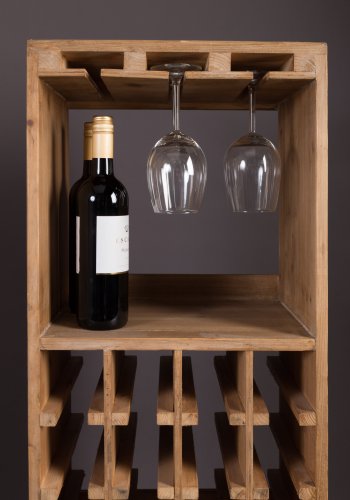 DUTCHBONE Claude Weinschrank, mit Platz für Gläser und Flaschen – braunes Fichtenholz