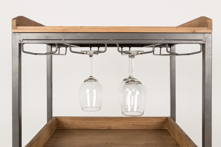 WHITE LABEL LIVING Edgar barskap, m. 2 skuffer - brunt grantre og jern