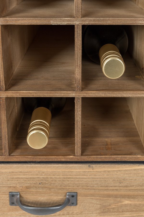 WHITE LABEL LIVING Edgar barskap, m. 2 skuffer - brunt grantre og jern