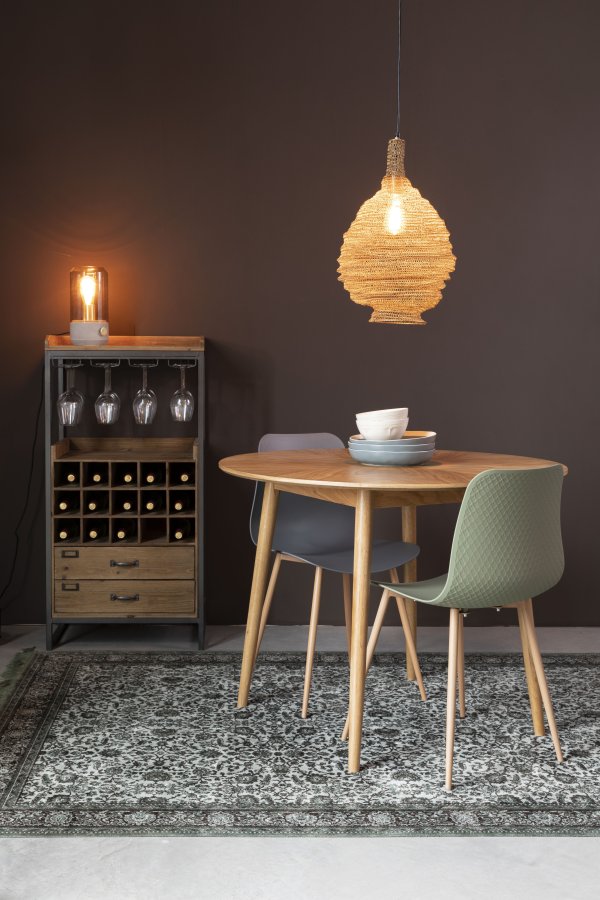 WHITE LABEL LIVING Edgar barskap, m. 2 skuffer - brunt grantre og jern