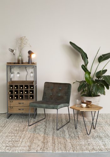 WHITE LABEL LIVING Edgar barskap, m. 2 skuffer - brunt grantre og jern