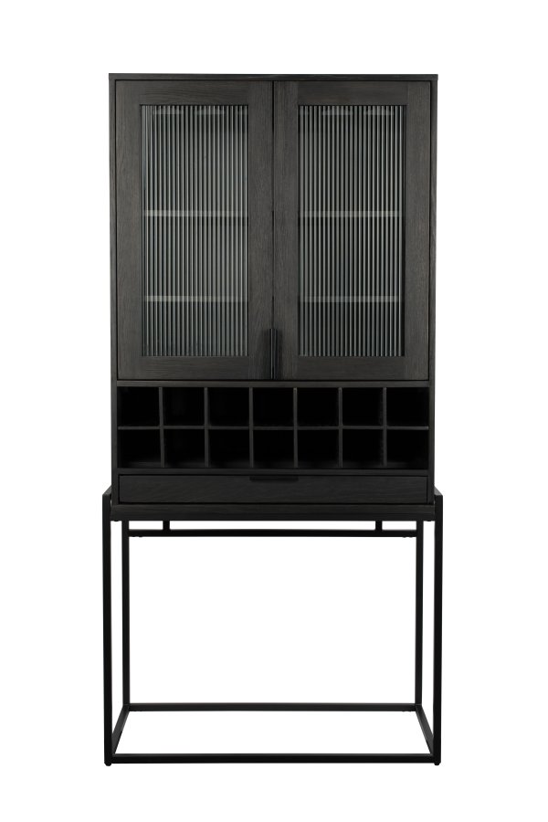 ZUIVER Travis barskap, m. 2 drer - sort MDF/eik