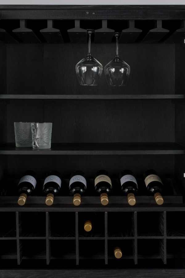 ZUIVER Travis barskap, m. 2 drer - sort MDF/eik