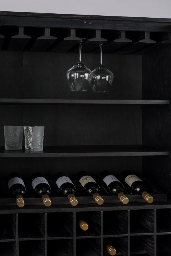 ZUIVER Travis barskap, m. 2 drer - sort MDF/eik