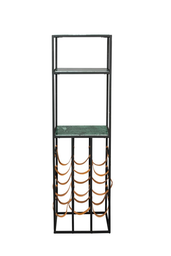 DUTCHBONE Mil vinskap, m. 2 hyller - smaragdgrnn marmor og svart jern