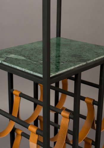 DUTCHBONE Mil vinskap, m. 2 hyller - smaragdgrnn marmor og svart jern