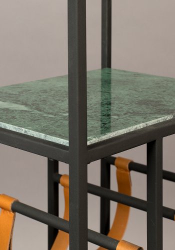 DUTCHBONE Mil vinskap, m. 2 hyller - smaragdgrnn marmor og svart jern