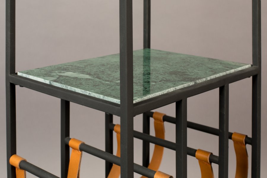 DUTCHBONE Mil vinskap, m. 2 hyller - smaragdgrnn marmor og svart jern