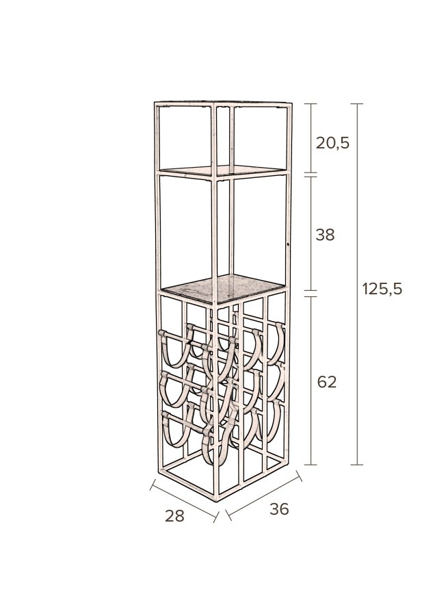 DUTCHBONE Mil vinskap, m. 2 hyller - smaragdgrnn marmor og svart jern