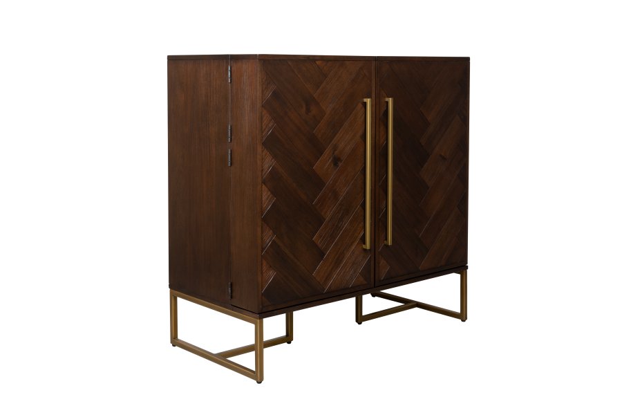 DUTCHBONE Class Weinschrank, mit 2 Türen, 2 Schubladen – braunes Fischgräten-MDF