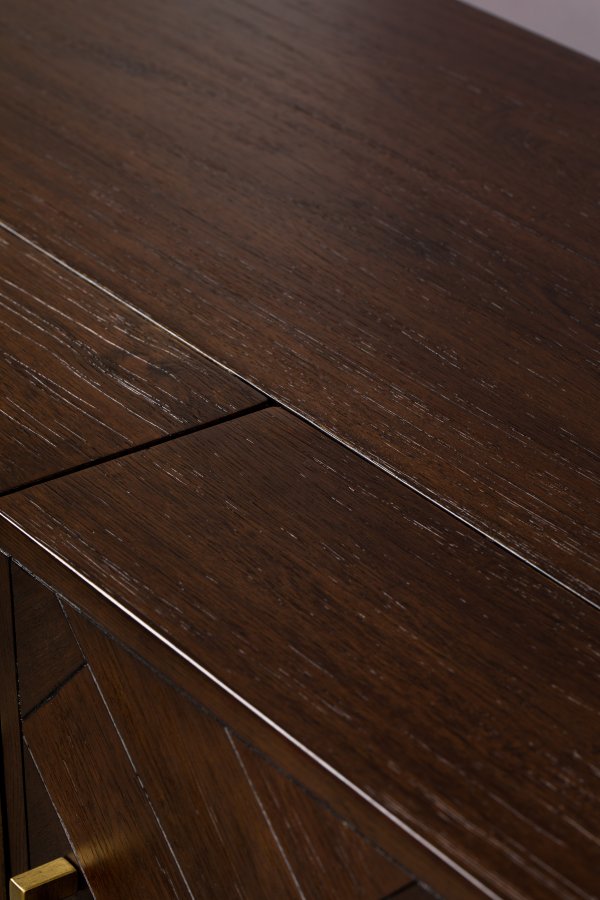 DUTCHBONE Class Weinschrank, mit 2 Türen, 2 Schubladen – braunes Fischgräten-MDF