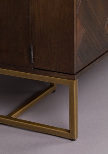 DUTCHBONE Class Weinschrank, mit 2 Türen, 2 Schubladen – braunes Fischgräten-MDF