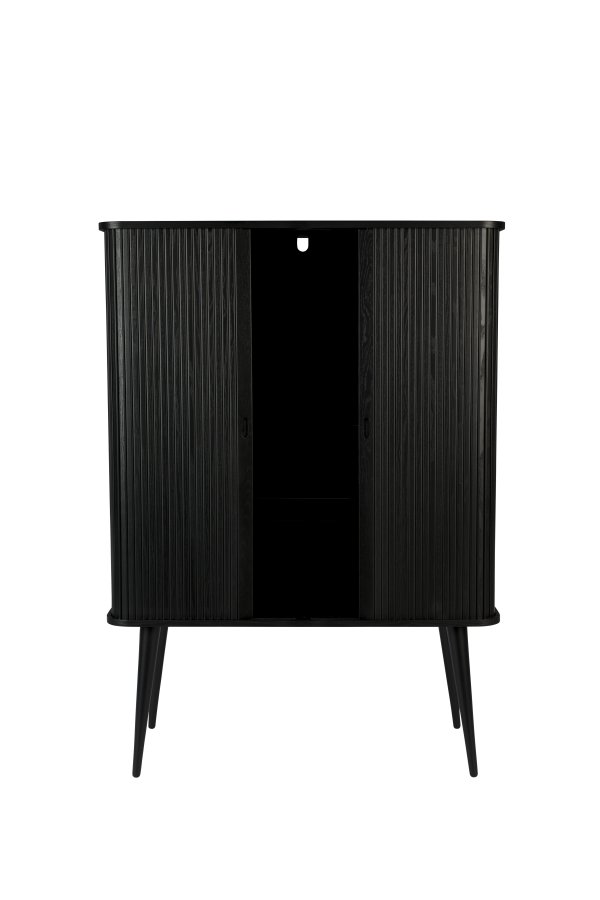 ZUIVER Barbierskap, m. 2 skyvedrer - svart eikefiner og gummitre