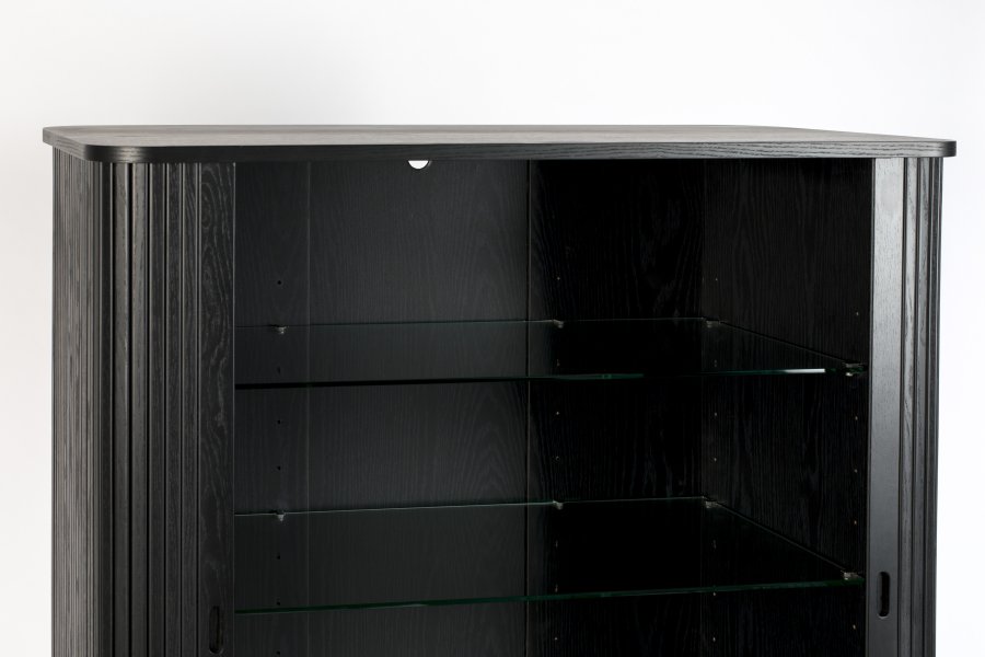 ZUIVER Barbierskap, m. 2 skyvedrer - svart eikefiner og gummitre