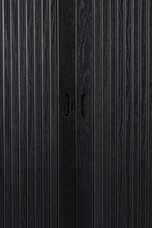 ZUIVER Barbierskap, m. 2 skyvedrer - svart eikefiner og gummitre