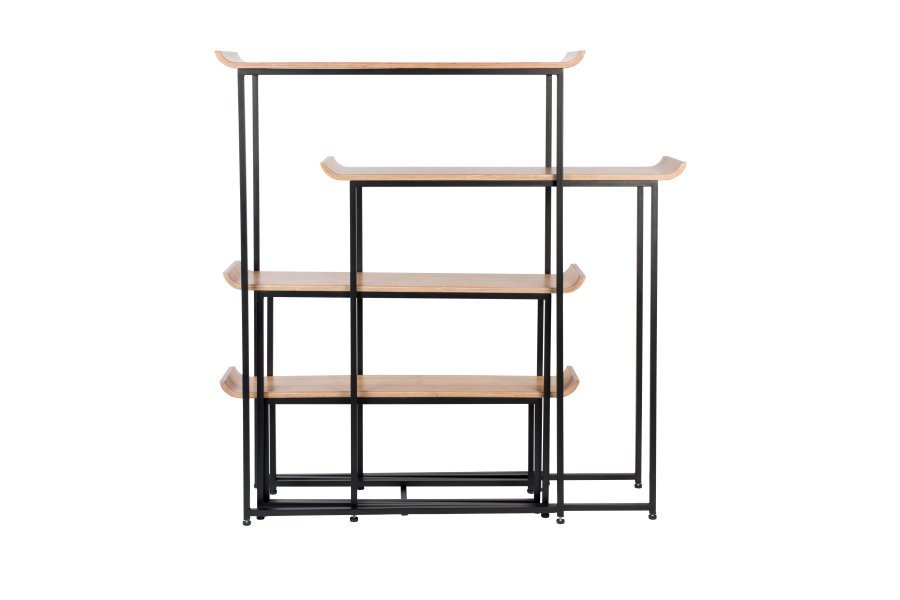 ZUIVER Flodka bokhylle - kryssfiner og svart jern