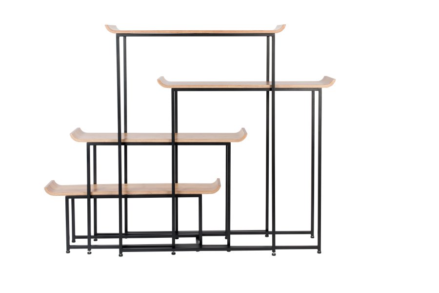 ZUIVER Flodka bokhylle - kryssfiner og svart jern