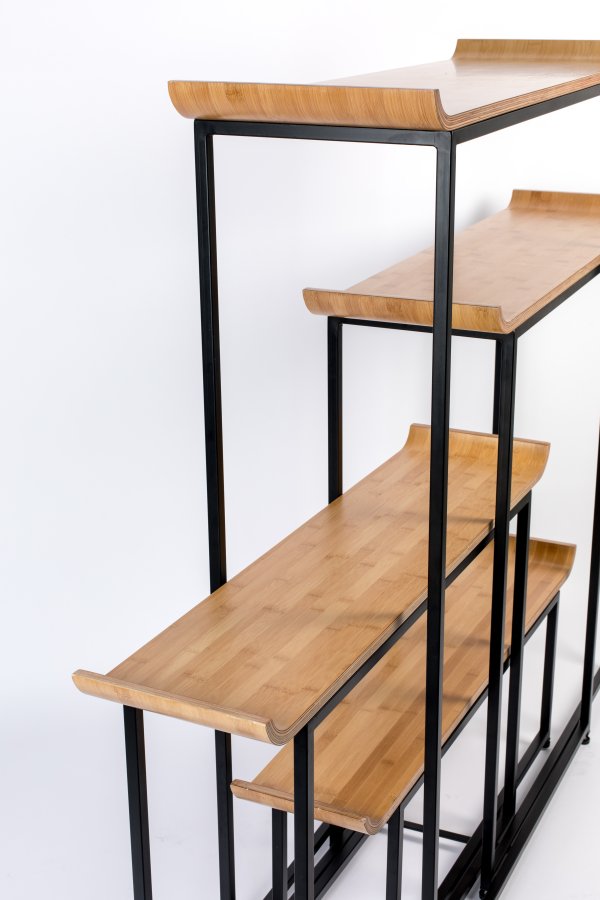 ZUIVER Flodka bokhylle - kryssfiner og svart jern