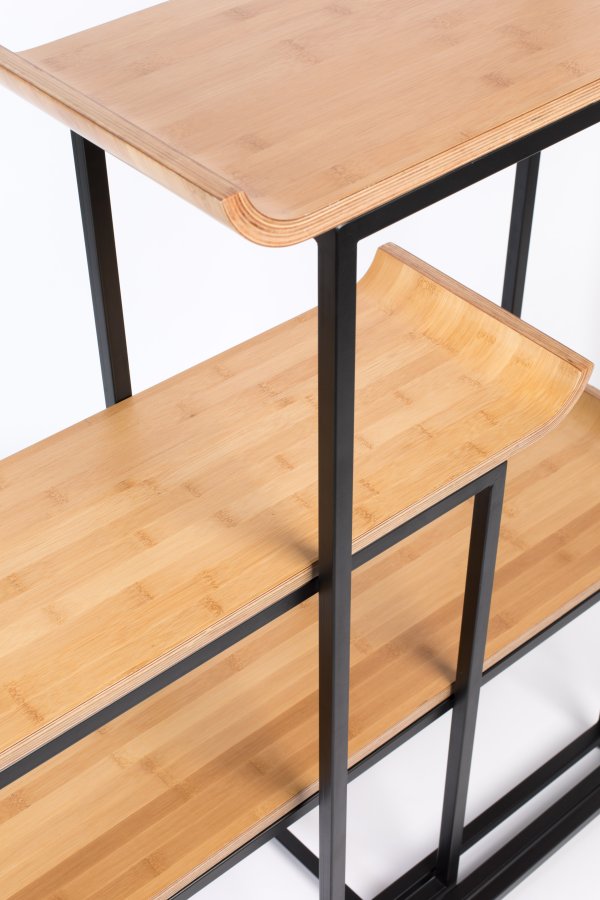 ZUIVER Flodka bokhylle - kryssfiner og svart jern