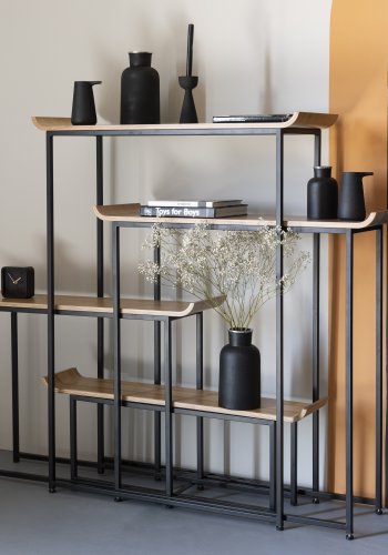 ZUIVER Flodka bokhylle - kryssfiner og svart jern