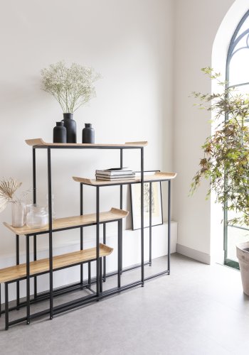 ZUIVER Flodka bokhylle - kryssfiner og svart jern