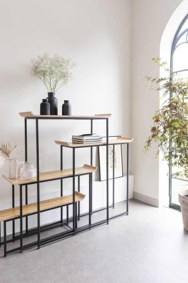 ZUIVER Flodka bokhylle - kryssfiner og svart jern