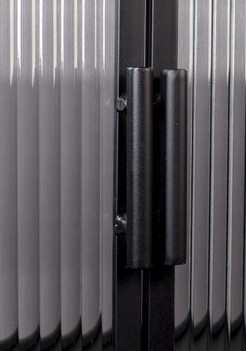 DUTCHBONE Wohnzimmerschrank S, mit 2 Türen und Regalen – Glas und schwarzes Eisen