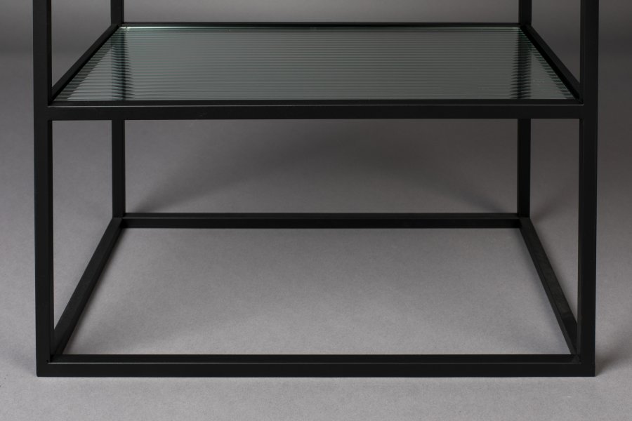 DUTCHBONE Wohnzimmerschrank S, mit 2 Türen und Regalen – Glas und schwarzes Eisen