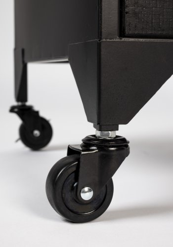 WHITE LABEL LIVING Ferre L skab, m. 4 glaslger, hylder, hjul - sort granfinér og jern