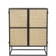 WHITE LABEL LIVING Guuji Low skab, m. 2 lger, hylde - rattan og sort jern