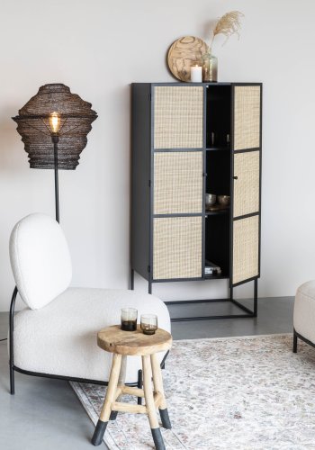 WHITE LABEL LIVING Guuji Hyskap, m. 2 drer og 2 hyller - rotting og sort jern