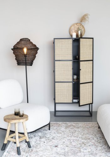 WHITE LABEL LIVING Guuji Hyskap, m. 2 drer og 2 hyller - rotting og sort jern