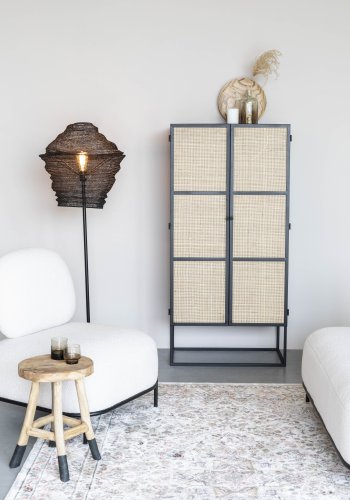 WHITE LABEL LIVING Guuji Hyskap, m. 2 drer og 2 hyller - rotting og sort jern