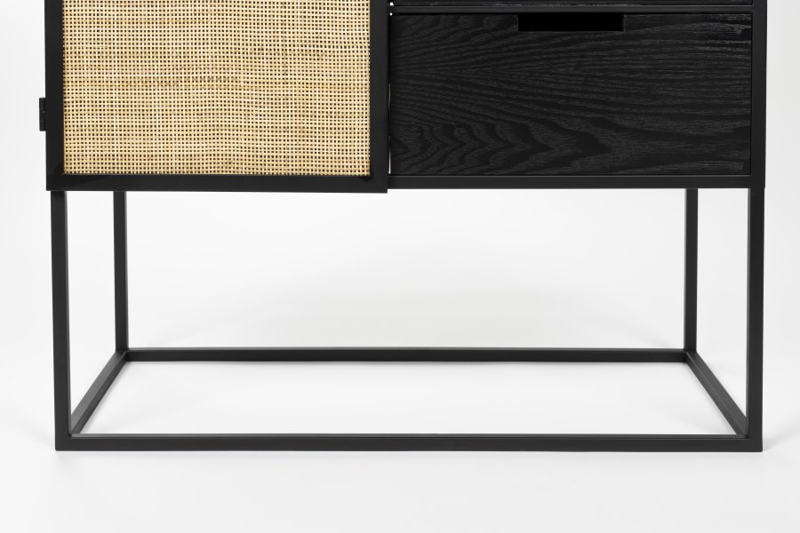 WHITE LABEL LIVING Guuji Hyt vinskap, m. 1 dr og hyller - rotting og svart jern